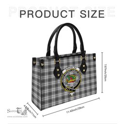Scottish Douglas Grey Modern Tartan Leather Bag for Women with Family Crest Scottish Plaid Tartan Plaid - ScotsTee - scotstee.com