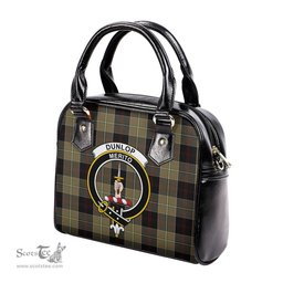 Scottish Dunlop Hunting Tartan Shoulder Handbags with Family Crest Scottish Plaid Tartan Plaid - ScotsTee - scotstee.com