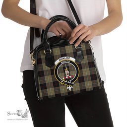 Scottish Dunlop Hunting Tartan Shoulder Handbags with Family Crest Scottish Plaid Tartan Plaid - ScotsTee - scotstee.com