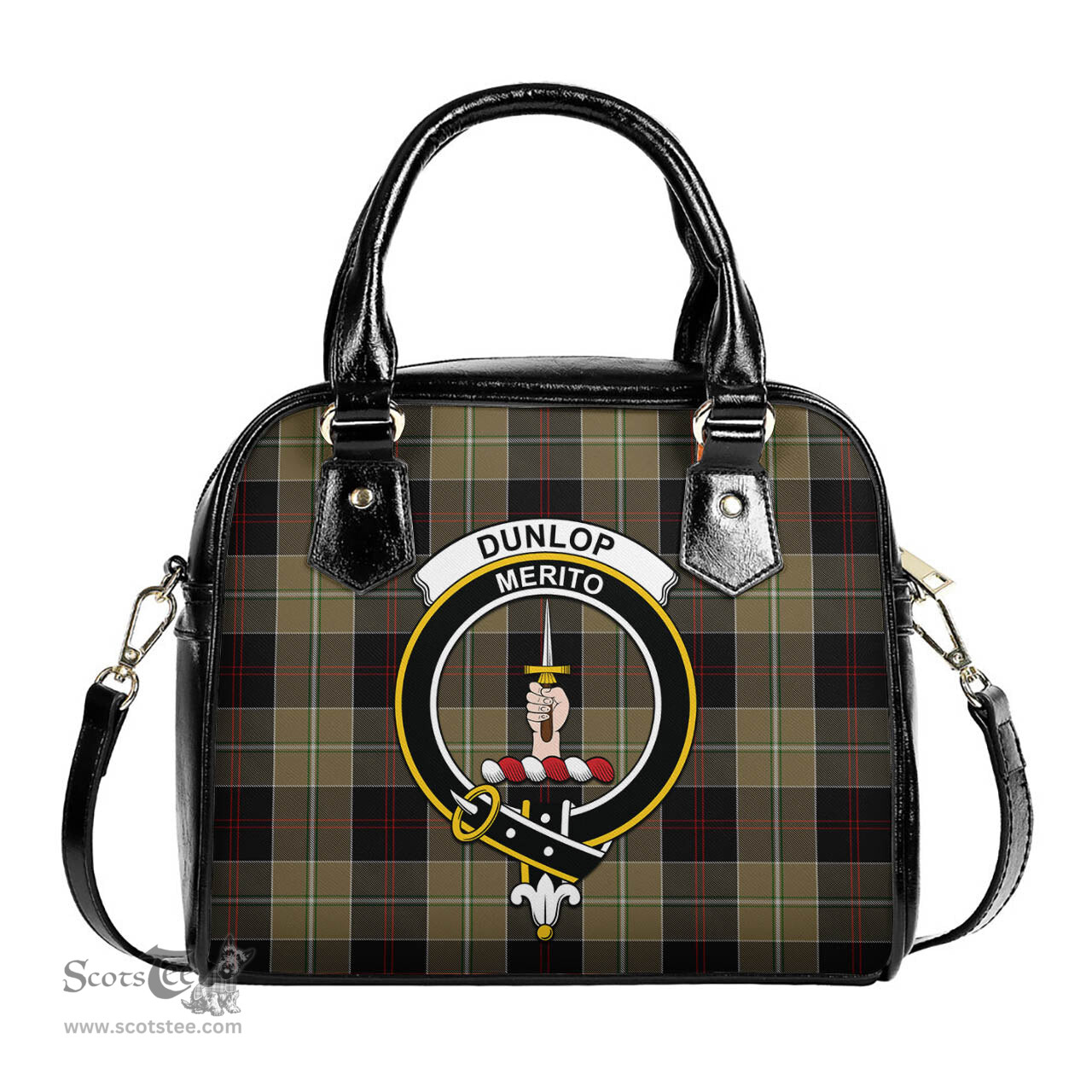 Scottish Dunlop Hunting Tartan Shoulder Handbags with Family Crest Scottish Plaid Tartan Plaid - ScotsTee - scotstee.com