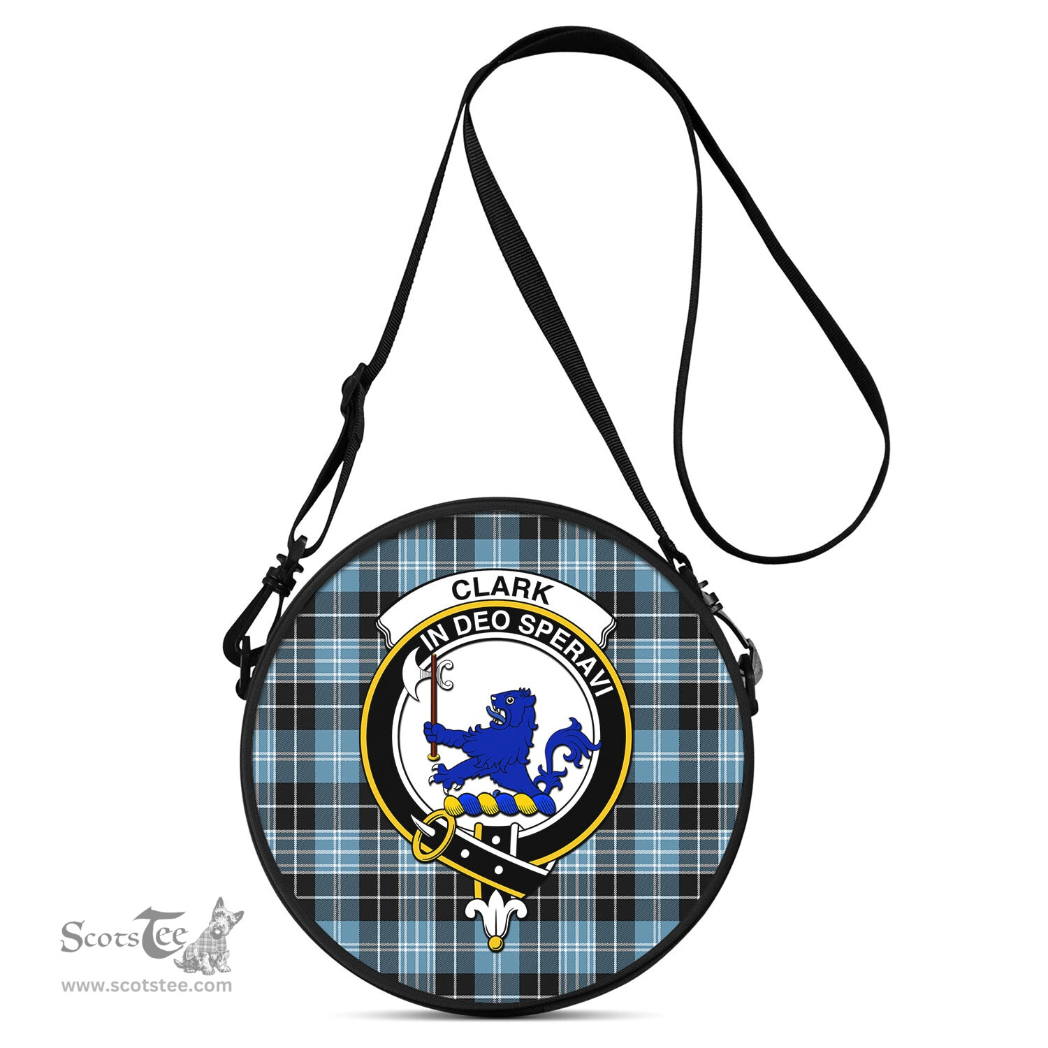 Scottish Clark (Lion) Ancient Tartan Round Crossbody Bags - Round Purse with Family Crest Scottish Plaid Tartan Plaid - ScotsTee - scotstee.com
