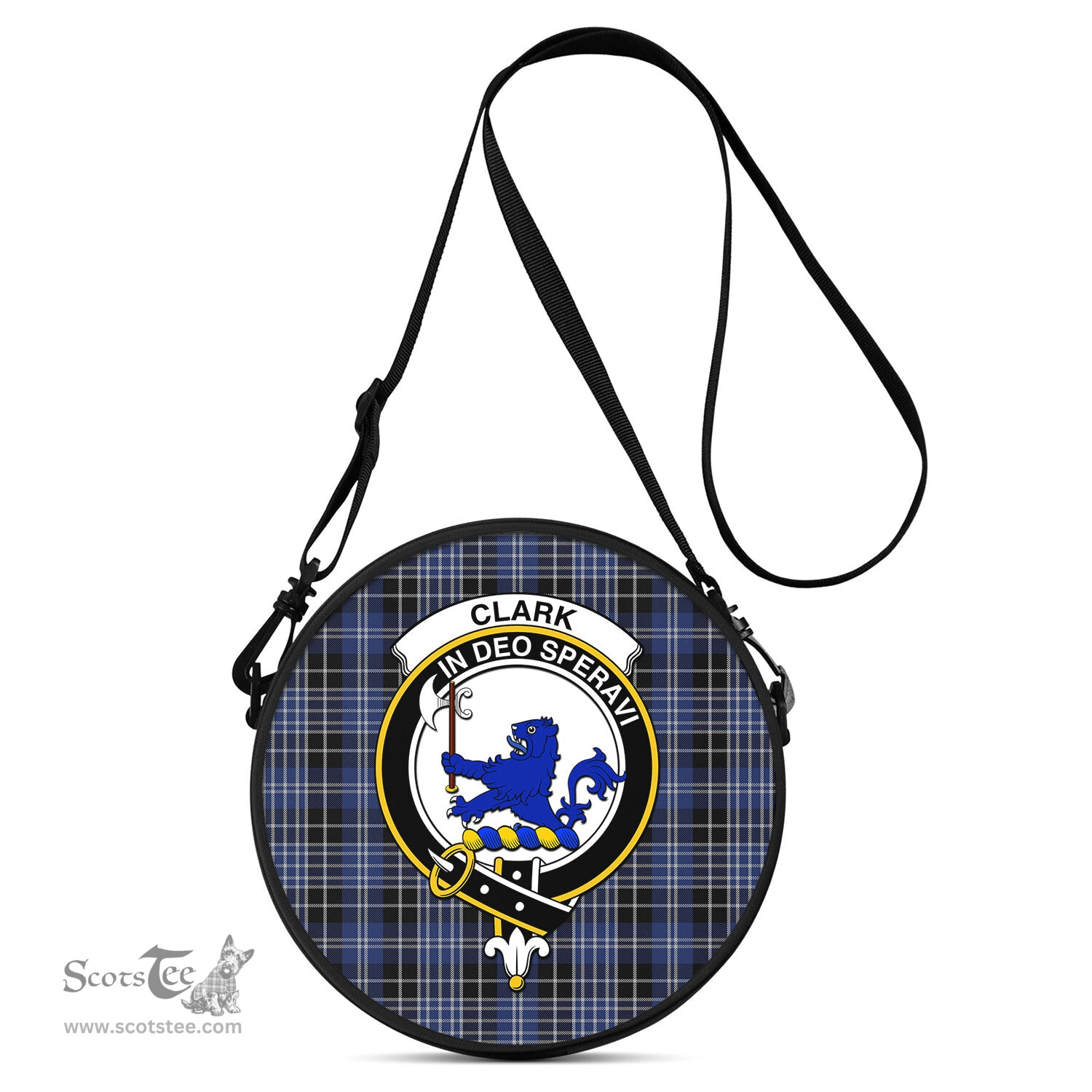 Scottish Clark (Lion) Tartan Round Crossbody Bags - Round Purse with Family Crest Scottish Plaid Tartan Plaid - ScotsTee - scotstee.com