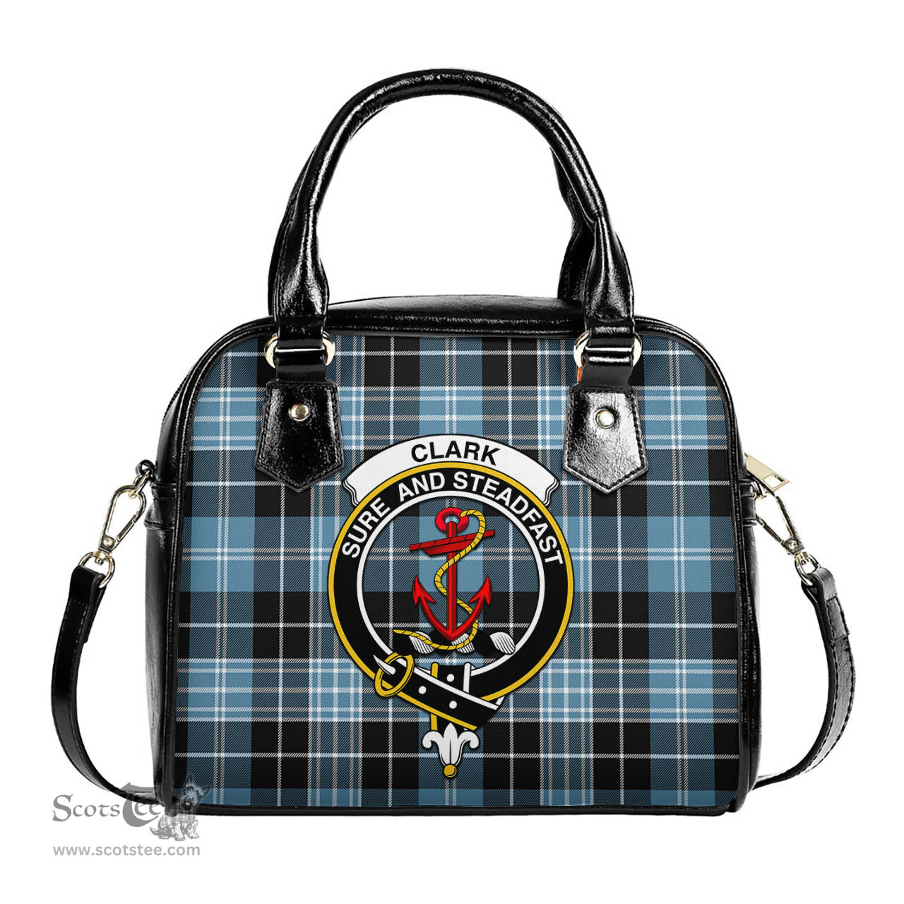 Scottish Clark Ancient Tartan Shoulder Handbags with Family Crest Scottish Plaid Tartan Plaid - ScotsTee - scotstee.com