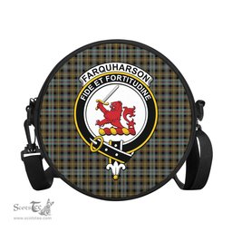 Scottish Farquharson Weathered Tartan Round Crossbody Bags - Round Purse with Family Crest Scottish Plaid Tartan Plaid - ScotsTee - scotstee.com
