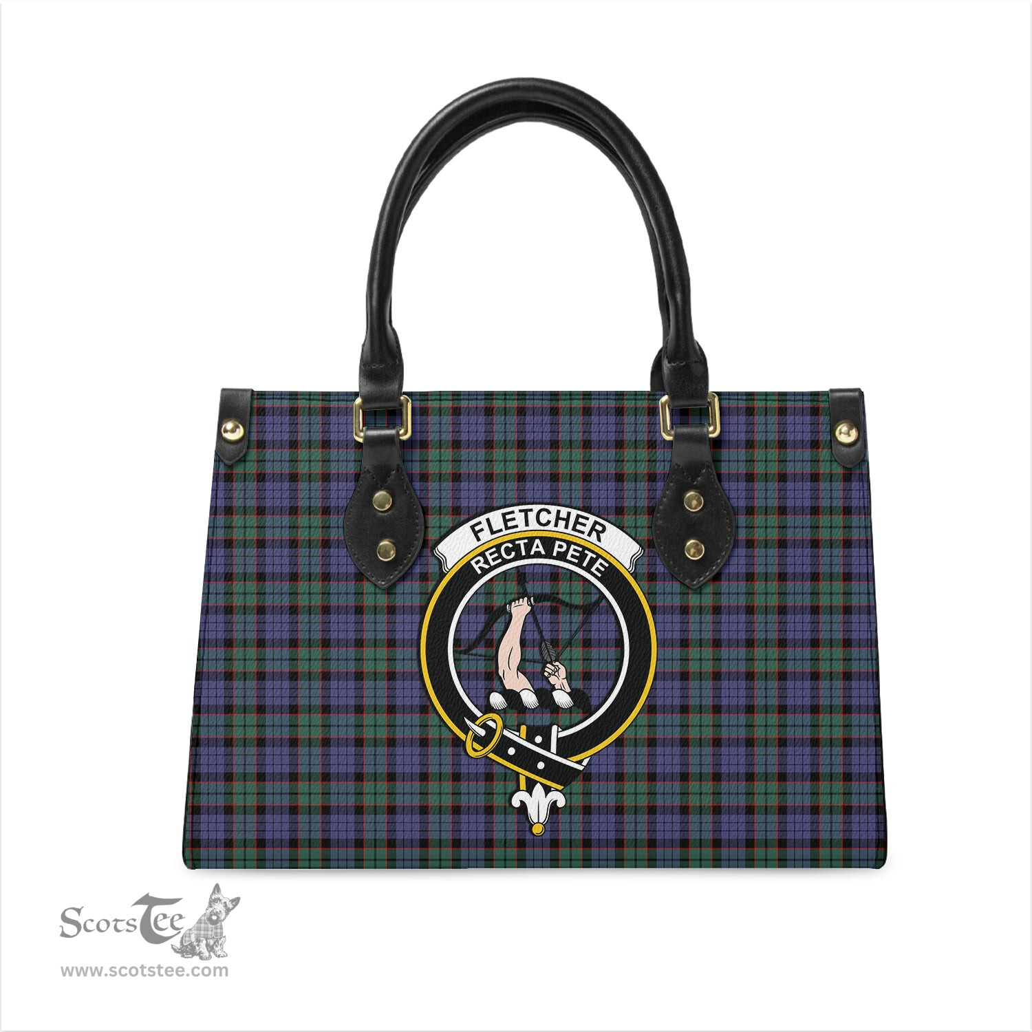 Scottish Fletcher Modern Tartan Leather Bag for Women with Family Crest Scottish Plaid Tartan Plaid - ScotsTee - scotstee.com