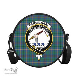Scottish Carmichael Ancient Tartan Round Crossbody Bags - Round Purse with Family Crest Scottish Plaid Tartan Plaid - ScotsTee - scotstee.com