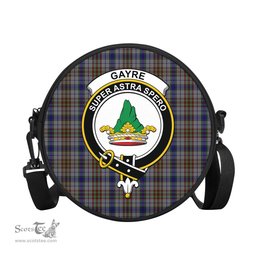 Scottish Gayre Hunting Tartan Round Crossbody Bags - Round Purse with Family Crest Scottish Plaid Tartan Plaid - ScotsTee - scotstee.com