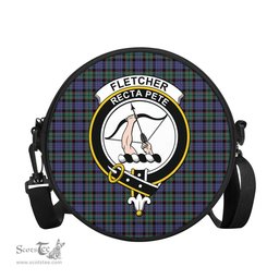 Scottish Fletcher Modern Tartan Round Crossbody Bags - Round Purse with Family Crest Scottish Plaid Tartan Plaid - ScotsTee - scotstee.com