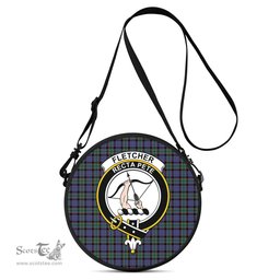 Scottish Fletcher Modern Tartan Round Crossbody Bags - Round Purse with Family Crest Scottish Plaid Tartan Plaid - ScotsTee - scotstee.com