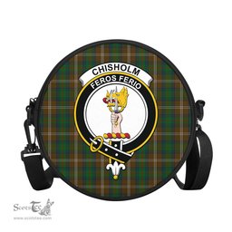 Scottish Chisholm Hunting Tartan Round Crossbody Bags - Round Purse with Family Crest Scottish Plaid Tartan Plaid - ScotsTee - scotstee.com
