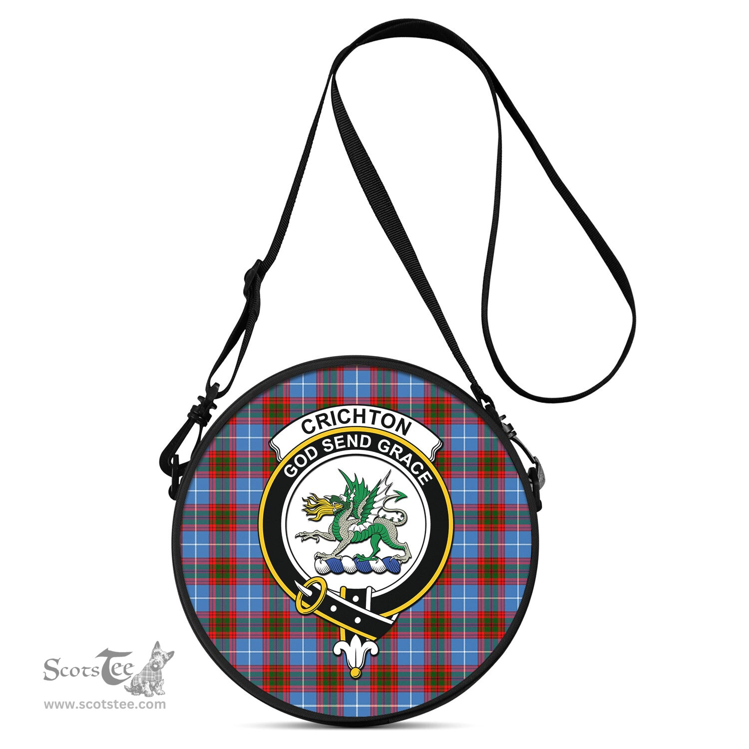 Scottish Crichton Tartan Round Crossbody Bags - Round Purse with Family Crest Scottish Plaid Tartan Plaid - ScotsTee - scotstee.com