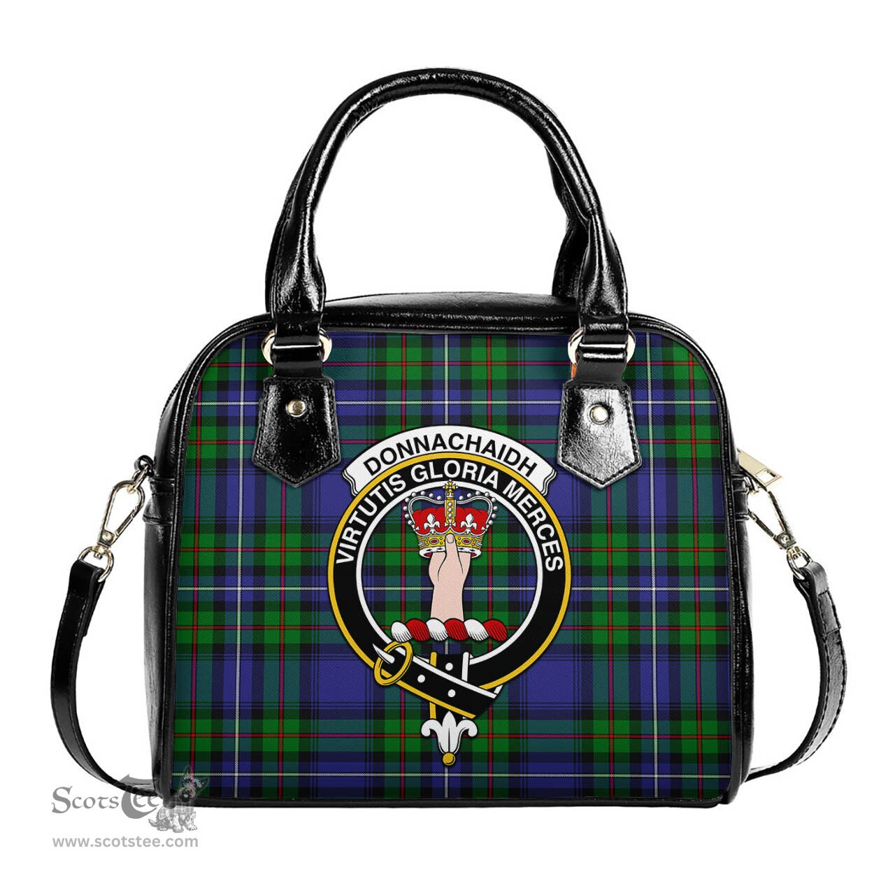 Scottish Donnachaidh Tartan Shoulder Handbags with Family Crest Scottish Plaid Tartan Plaid - ScotsTee - scotstee.com