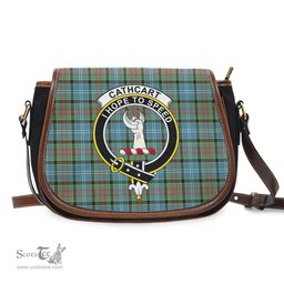 Scottish Cathcart Tartan Saddle Crossbody Bag with Family Crest Scottish Plaid Tartan Plaid - ScotsTee - scotstee.com