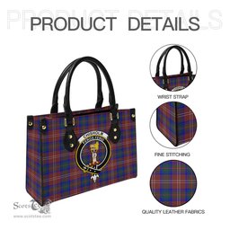 Scottish Chisholm Hunting Modern Tartan Leather Bag for Women with Family Crest Scottish Plaid Tartan Plaid - ScotsTee - scotstee.com