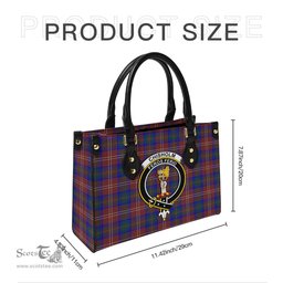 Scottish Chisholm Hunting Modern Tartan Leather Bag for Women with Family Crest Scottish Plaid Tartan Plaid - ScotsTee - scotstee.com