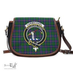 Scottish Carmichael Modern Tartan Saddle Crossbody Bag with Family Crest Scottish Plaid Tartan Plaid - ScotsTee - scotstee.com