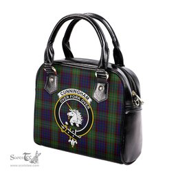 Scottish Cunningham Hunting Tartan Shoulder Handbags with Family Crest Scottish Plaid Tartan Plaid - ScotsTee - scotstee.com