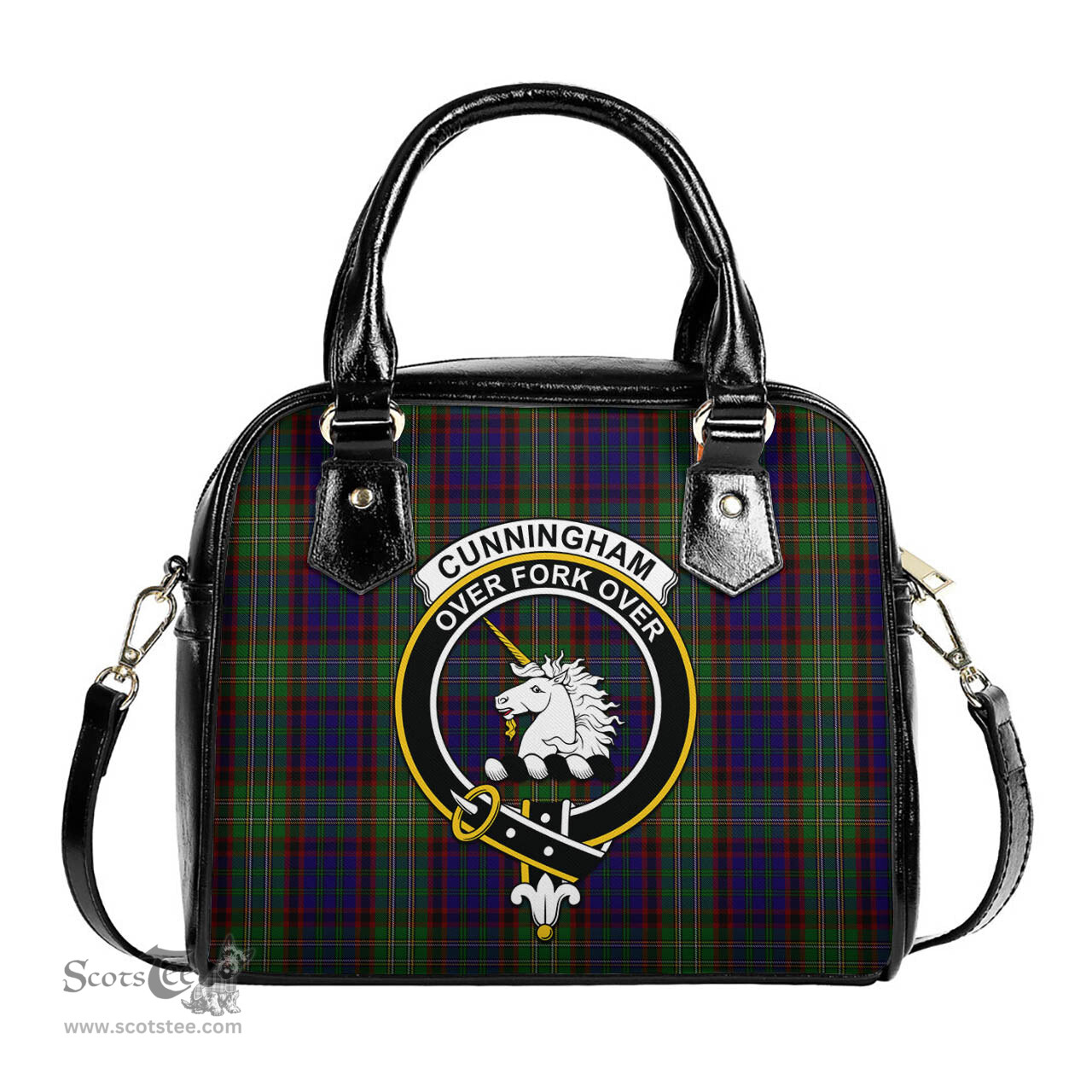 Scottish Cunningham Hunting Tartan Shoulder Handbags with Family Crest Scottish Plaid Tartan Plaid - ScotsTee - scotstee.com