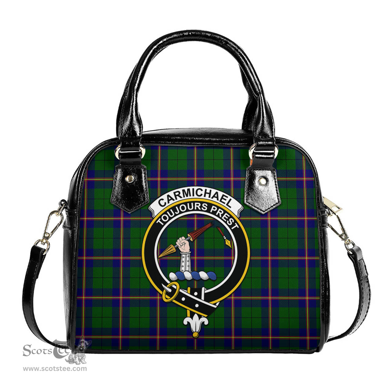 Scottish Carmichael Modern Tartan Shoulder Handbags with Family Crest Scottish Plaid Tartan Plaid - ScotsTee - scotstee.com