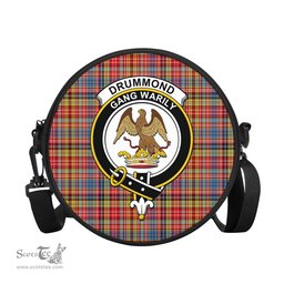 Scottish Drummond of Strathallan Modern Tartan Round Crossbody Bags - Round Purse with Family Crest Scottish Plaid Tartan Plaid - ScotsTee - scotstee.com