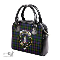 Scottish Fleming Tartan Shoulder Handbags with Family Crest Scottish Plaid Tartan Plaid - ScotsTee - scotstee.com
