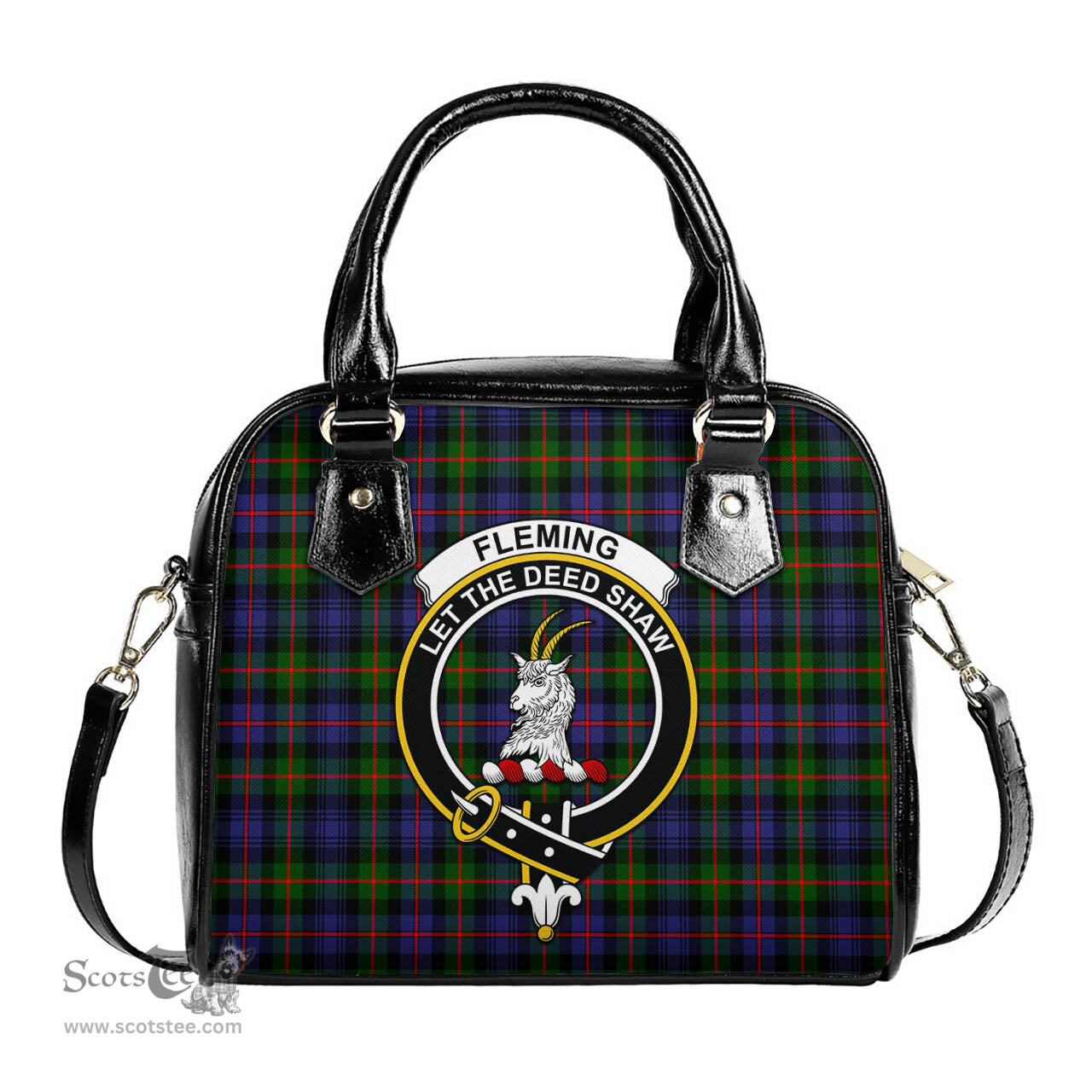 Scottish Fleming Tartan Shoulder Handbags with Family Crest Scottish Plaid Tartan Plaid - ScotsTee - scotstee.com