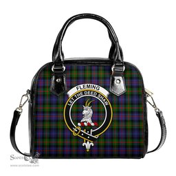 Scottish Fleming Tartan Shoulder Handbags with Family Crest Scottish Plaid Tartan Plaid - ScotsTee - scotstee.com