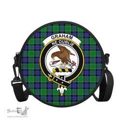 Scottish Graham of Menteith Modern Tartan Round Crossbody Bags - Round Purse with Family Crest Scottish Plaid Tartan Plaid - ScotsTee - scotstee.com