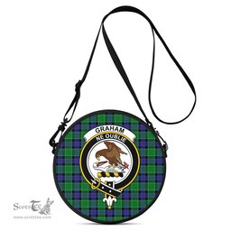 Scottish Graham of Menteith Modern Tartan Round Crossbody Bags - Round Purse with Family Crest Scottish Plaid Tartan Plaid - ScotsTee - scotstee.com