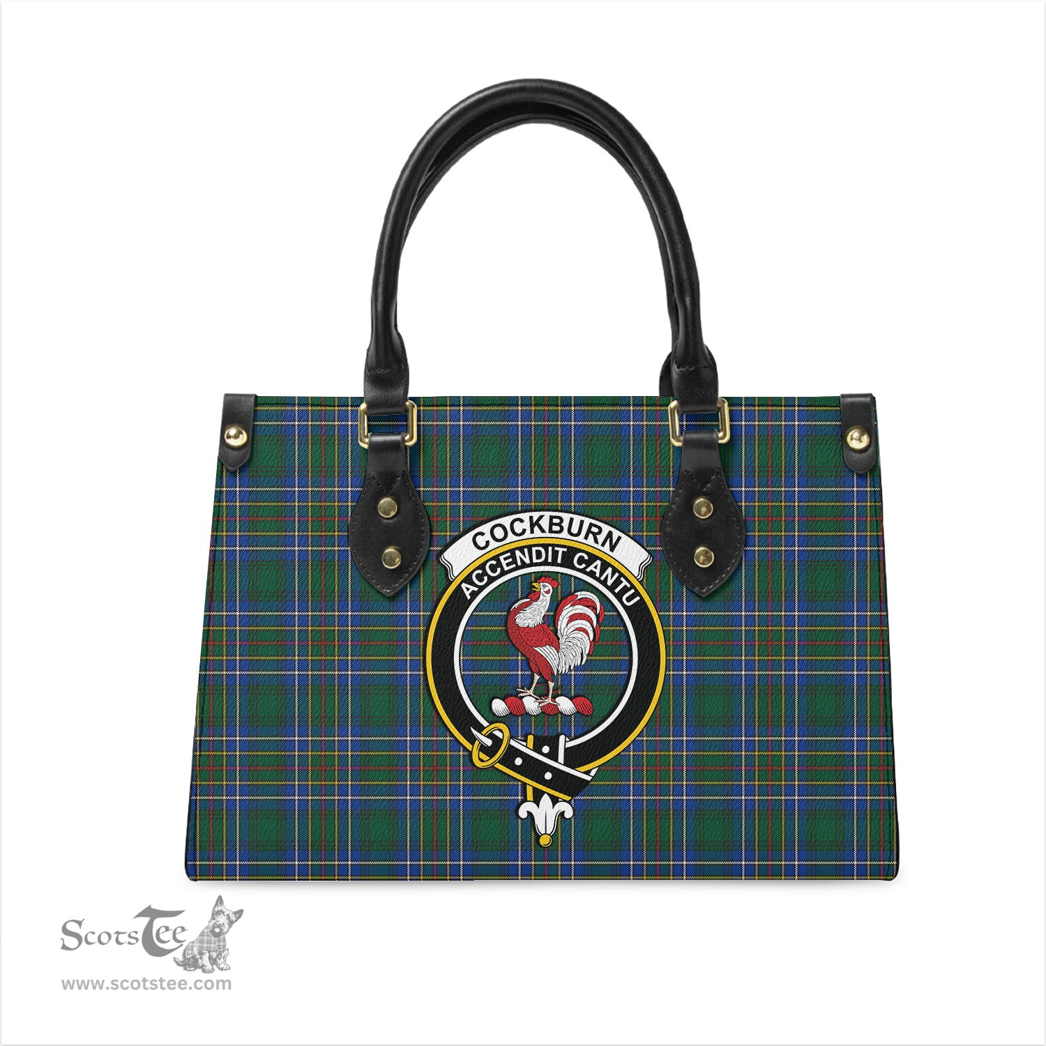 Scottish Cockburn Ancient Tartan Leather Bag for Women with Family Crest Scottish Plaid Tartan Plaid - ScotsTee - scotstee.com