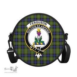 Scottish Ferguson Modern Tartan Round Crossbody Bags - Round Purse with Family Crest Scottish Plaid Tartan Plaid - ScotsTee - scotstee.com