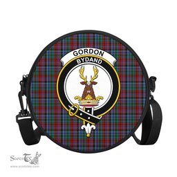 Scottish Gordon Red Tartan Round Crossbody Bags - Round Purse with Family Crest Scottish Plaid Tartan Plaid - ScotsTee - scotstee.com