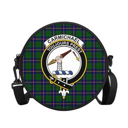 Scottish Carmichael Modern Tartan Round Crossbody Bags - Round Purse with Family Crest Scottish Plaid Tartan Plaid - ScotsTee - scotstee.com