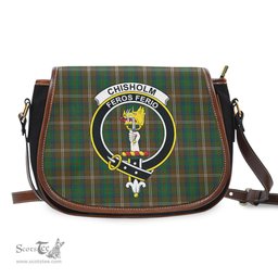 Scottish Chisholm Hunting Tartan Saddle Crossbody Bag with Family Crest Scottish Plaid Tartan Plaid - ScotsTee - scotstee.com