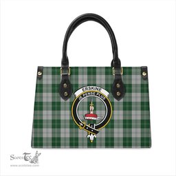 Scottish Erskine Green Tartan Leather Bag for Women with Family Crest Scottish Plaid Tartan Plaid - ScotsTee - scotstee.com