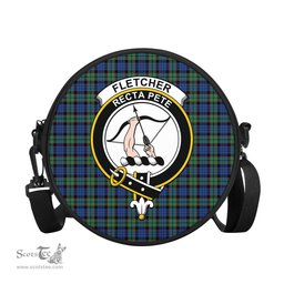 Scottish Fletcher Ancient Tartan Round Crossbody Bags - Round Purse with Family Crest Scottish Plaid Tartan Plaid - ScotsTee - scotstee.com