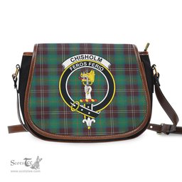 Scottish Chisholm Hunting Ancient Tartan Saddle Crossbody Bag with Family Crest Scottish Plaid Tartan Plaid - ScotsTee - scotstee.com