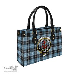 Scottish Clark Ancient Tartan Leather Bag for Women with Family Crest Scottish Plaid Tartan Plaid - ScotsTee - scotstee.com