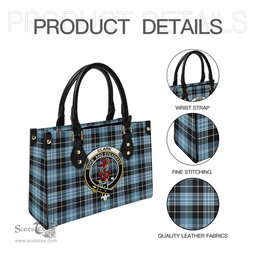 Scottish Clark Ancient Tartan Leather Bag for Women with Family Crest Scottish Plaid Tartan Plaid - ScotsTee - scotstee.com