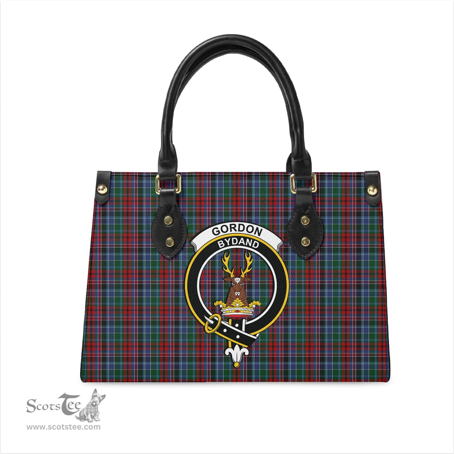 Scottish Gordon Red Tartan Leather Bag for Women with Family Crest Scottish Plaid Tartan Plaid - ScotsTee - scotstee.com
