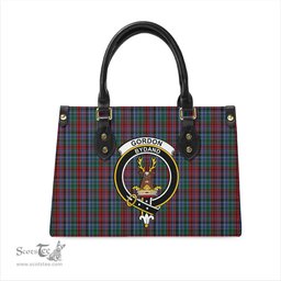 Scottish Gordon Red Tartan Leather Bag for Women with Family Crest Scottish Plaid Tartan Plaid - ScotsTee - scotstee.com