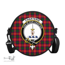 Scottish Charteris Tartan Round Crossbody Bags - Round Purse with Family Crest Scottish Plaid Tartan Plaid - ScotsTee - scotstee.com