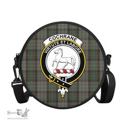Scottish Cochrane Hunting Tartan Round Crossbody Bags - Round Purse with Family Crest Scottish Plaid Tartan Plaid - ScotsTee - scotstee.com