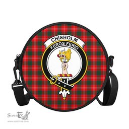 Scottish Chisholm Modern Tartan Round Crossbody Bags - Round Purse with Family Crest Scottish Plaid Tartan Plaid - ScotsTee - scotstee.com