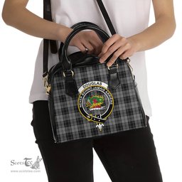 Scottish Douglas Grey Tartan Shoulder Handbags with Family Crest Scottish Plaid Tartan Plaid - ScotsTee - scotstee.com