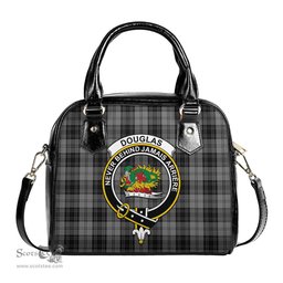 Scottish Douglas Grey Tartan Shoulder Handbags with Family Crest Scottish Plaid Tartan Plaid - ScotsTee - scotstee.com