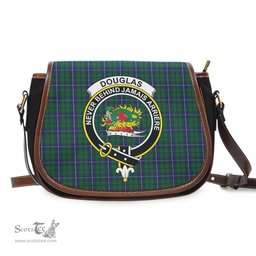 Scottish Douglas Green Tartan Saddle Crossbody Bag with Family Crest Scottish Plaid Tartan Plaid - ScotsTee - scotstee.com