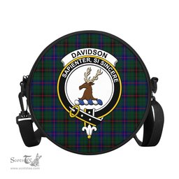 Scottish Davidson Modern Tartan Round Crossbody Bags - Round Purse with Family Crest Scottish Plaid Tartan Plaid - ScotsTee - scotstee.com