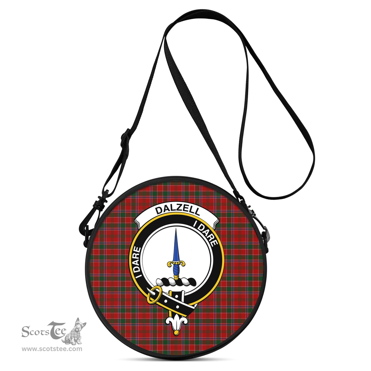 Scottish Dalzell (Dalziel) Tartan Round Crossbody Bags - Round Purse with Family Crest Scottish Plaid Tartan Plaid - ScotsTee - scotstee.com