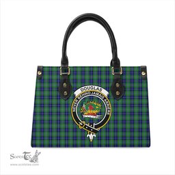 Scottish Douglas Tartan Leather Bag for Women with Family Crest Scottish Plaid Tartan Plaid - ScotsTee - scotstee.com